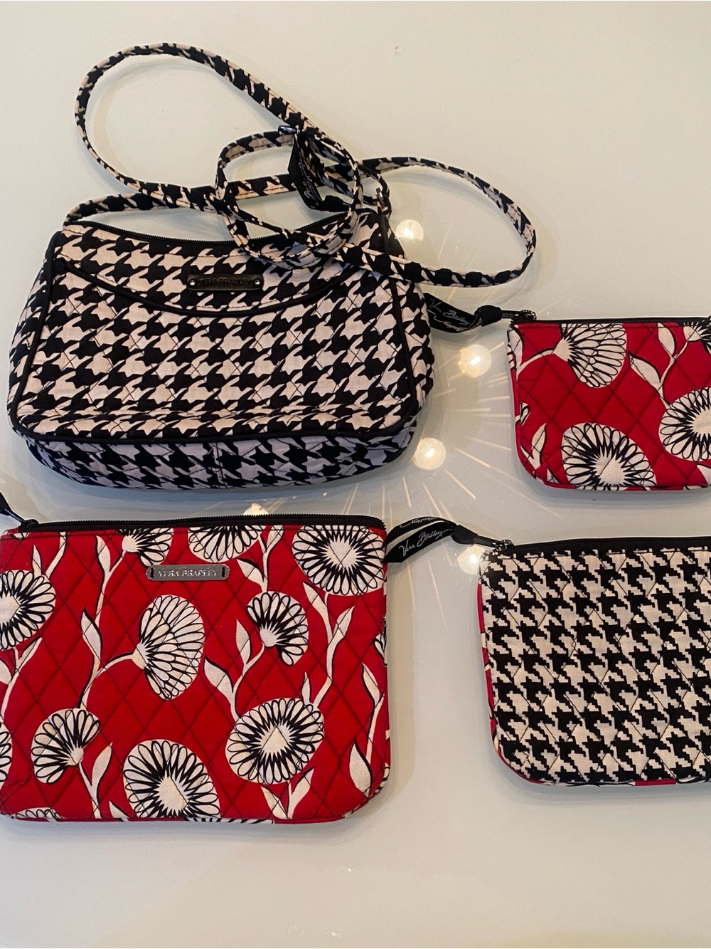 Vera Bradley Houndshound & Floral Bundle - Crossbody + 3 Pouches/Clutches